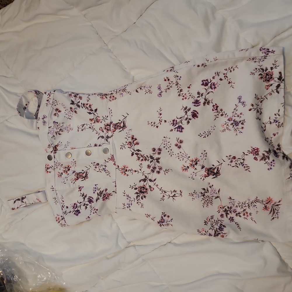 Denim White Floral Dress